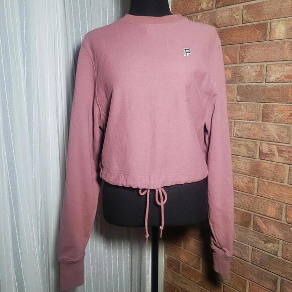 Tops - Victoria's Secret PINK Dusty Rose Cropped Crewneck Sweatshirt Long Sleeve- Sz XS